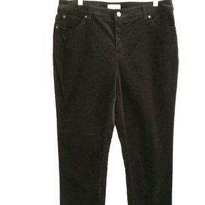 Charter Club Women Size 12 Brown Corduroy Pants Jeans Stretch Inseam 31"